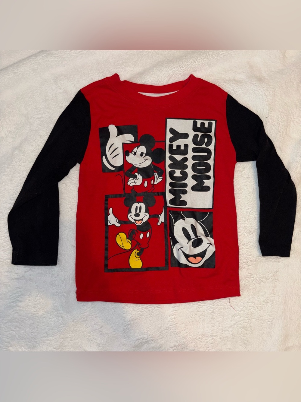 Disney Red & Black Mickey Mouse Graphic Long-Sleeve Tee